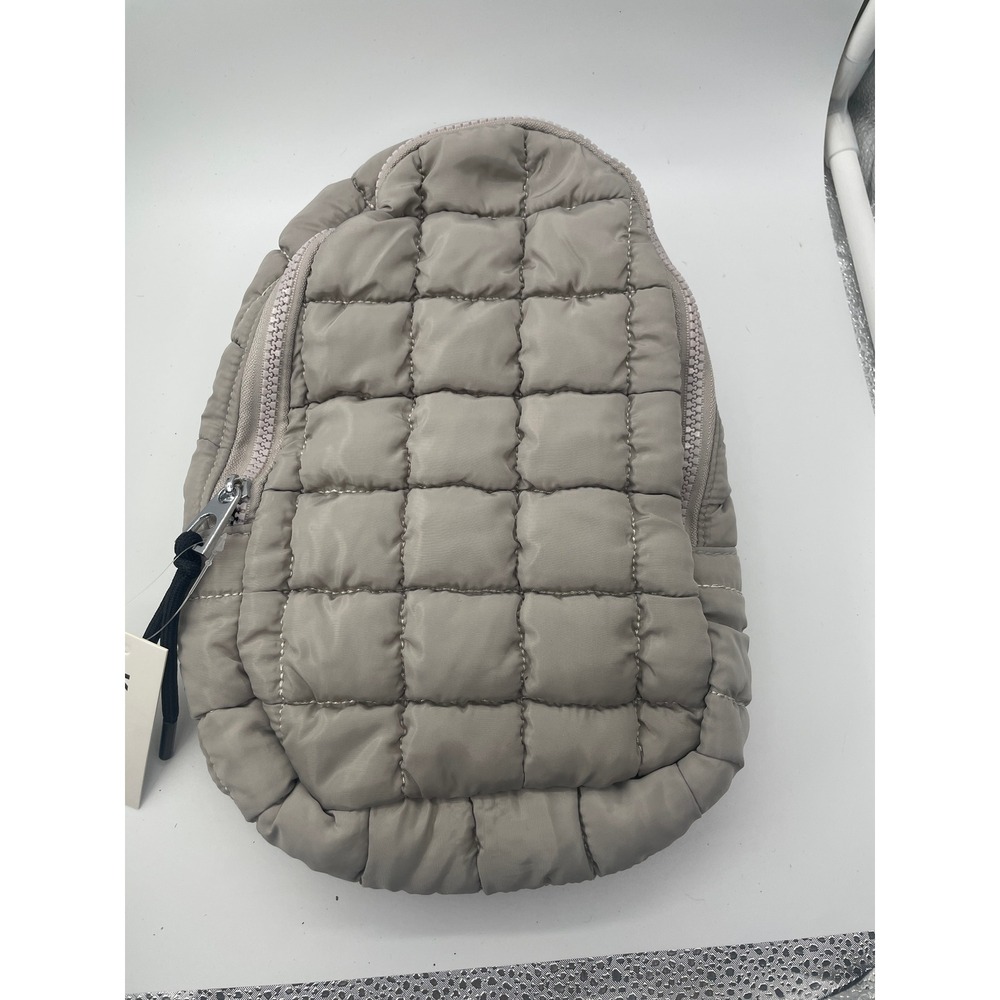 Katydid Quilted Puffer Sling Bag Taupe Beige Crossbody Backpack NWT